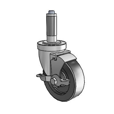 S30 Series Expanding Adapter Stainless Steel Swivel Caster with 4 x 1.25 Polyolefin Wheel and VertiLoc Brake