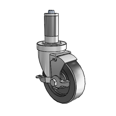 S30 Series Expanding Adapter Stainless Steel Swivel Caster with 4 x 1.25 Polyolefin Wheel and VertiLoc Brake