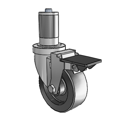 S30 Series Expanding Adapter Stainless Steel Swivel Caster with 4 x 1.5 Hi-Temp Resin Wheel and PosiLoc Brake