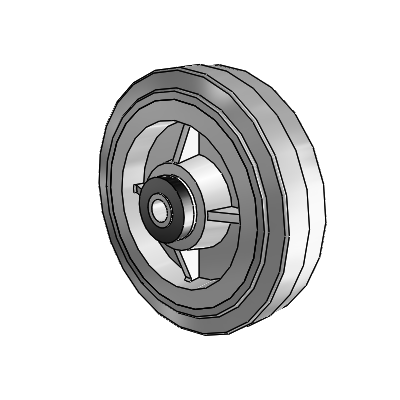 Performa Rubber Flat Gray Tread Polyolefin 6 x 1.5 Wheel with Delrin Bearing
