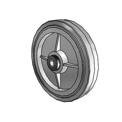 Performa Rubber Flat Gray Tread Polyolefin 8 x 1.5 Wheel with Roller Bearing
