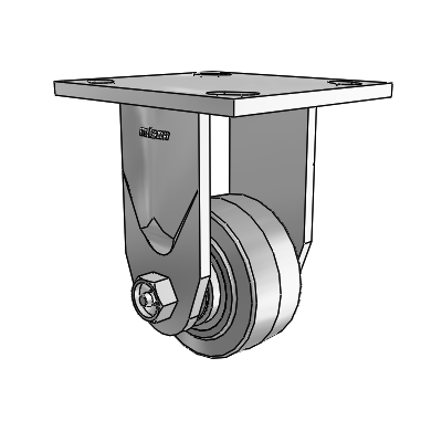 4 Series 1 1/2" Casters Top Plate Rigid Zinc with 3 x 1.5 Performa Rubber (Flat/Grey) Wheel