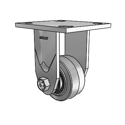 4 Series 1 1/2" Casters Top Plate Rigid Zinc with 3 x 1.5 Performa Rubber (Flat/Conductive) Wheel