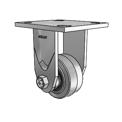 4 Series 1 1/2" Casters Top Plate Rigid Zinc with 3 x 1.5 Performa Rubber (Flat/Conductive) Wheel