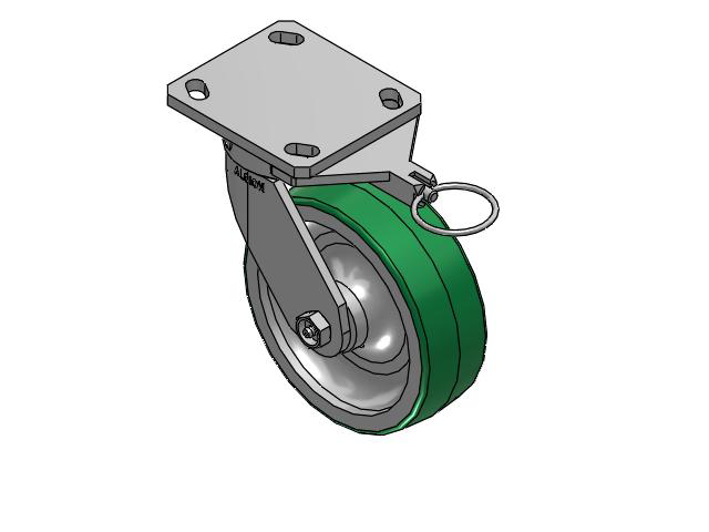 110 Series Kingpinless Top Plate Swivel Caster with 6 x 2 Green Tread on Aluminum Core PD - Polyurethane (Aluminum Core) Wheel