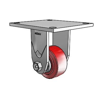 4 Series 1 1/2" Casters Top Plate Rigid Zinc with 3 x 1.5 Polyurethane HI-TECH Wheel