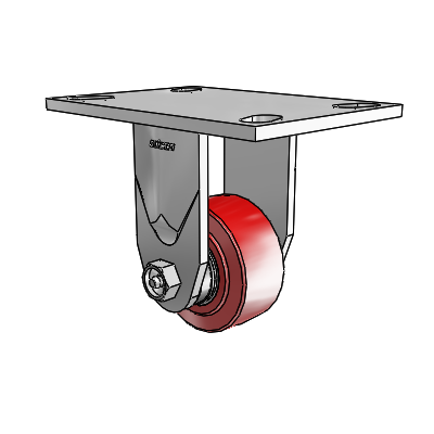 4 Series 1 1/2" Casters Top Plate Rigid Zinc with 3 x 1.5 Polyurethane HI-TECH Wheel