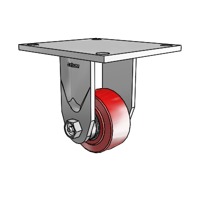 4 Series 1 1/2" Casters Top Plate Rigid Zinc with 3 x 1.5 Polyurethane HI-TECH Wheel