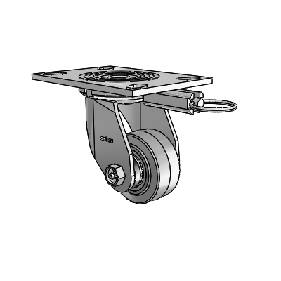 4 Series 1 1/2" Casters Top Plate Swivel Zinc with 3 x 1.5 Performa Rubber (Flat/Grey) Wheel