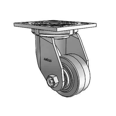4 Series 1 1/2" Casters Top Plate Swivel Zinc with 3 x 1.5 Performa Rubber (Flat/Grey) Wheel