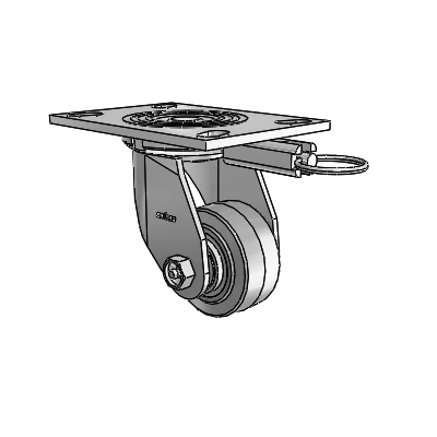 4 Series 1 1/2" Casters Top Plate Swivel Zinc with 3 x 1.5 Performa Rubber (Flat/Grey) Wheel