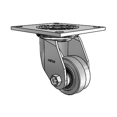 4 Series 1 1/2" Casters Top Plate Swivel Zinc with 3 x 1.5 Performa Rubber (Flat/Conductive) Wheel