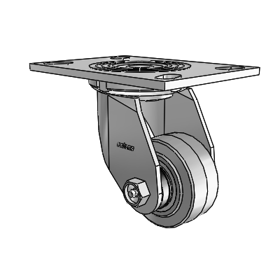 4 Series 1 1/2" Casters Top Plate Swivel Zinc with 3 x 1.5 Performa Rubber (Flat/Grey) Wheel