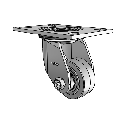 4 Series 1 1/2" Casters Top Plate Swivel Zinc with 3 x 1.5 Performa Rubber (Flat/Grey) Wheel
