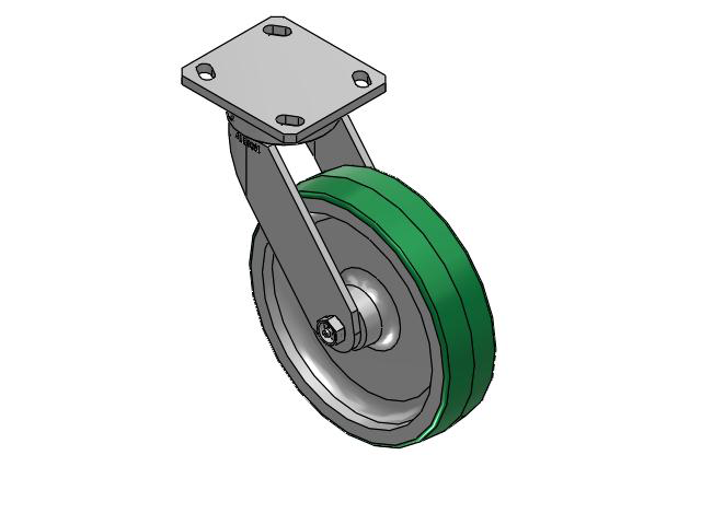 110 Series Kingpinless Top Plate Swivel Caster with 8 x 2 Green Tread on Aluminum Core PD - Polyurethane (Aluminum Core) Wheel