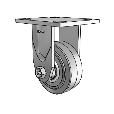 4 Series 1 1/2" Casters Top Plate Rigid Zinc with 4 x 1.5 Performa Rubber (Flat/Grey) Wheel