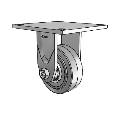 4 Series 1 1/2" Casters Top Plate Rigid Zinc with 4 x 1.5 Performa Rubber (Flat/Grey) Wheel