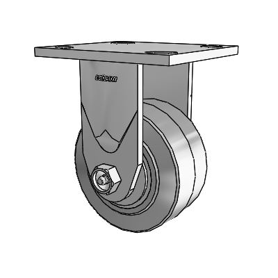 4 Series 2 Inch Wide Casters Top Plate Rigid with 4 x 2 Performa Rubber (Flat/Grey) Wheel