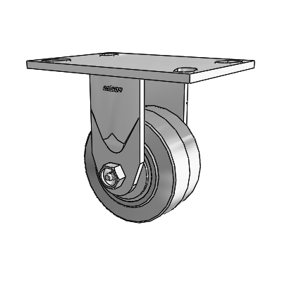 4 Series 2 Inch Wide Casters Top Plate Rigid with 4 x 2 Performa Rubber (Flat/Grey) Wheel
