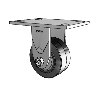 4 Series 2 Inch Wide Casters Top Plate Rigid with 4 x 2 Performa Rubber (Flat/Black) Wheel