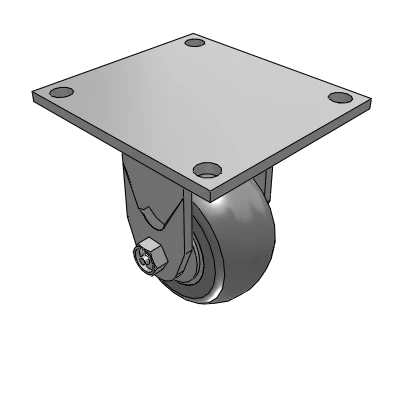 4 Series 2 Inch Wide Casters Top Plate Rigid Caster with 4 x 2 Performa Rubber (Round) Wheel