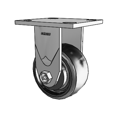 4 Series 2 Inch Wide Casters Top Plate Rigid with 4 x 2 Endura Solid Elastomer Wheel