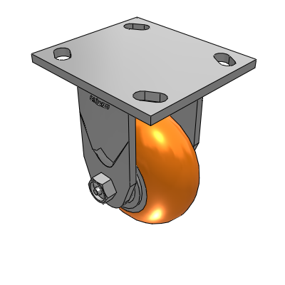 4 Series 2 Inch Wide Casters Top Plate Rigid Caster with 4 x 2 CG Max Orange Wheel