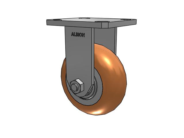 110 Series Kingpinless Top Plate Rigid Caster with 5 x 2 Green Tread on Aluminum Core PM - Round Polyurethane (Aluminum Core) Wheel