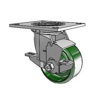 4 Series 2 Inch Wide Top Plate Swivel Caster with 4 x 2 Cast Iron Wheel and Top Lock Brake