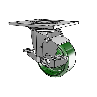 4 Series 2 Inch Wide Top Plate Swivel Caster with 4 x 2 Cast Iron Wheel and Top Lock Brake