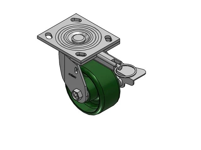 4 Series 2 Inch Wide Top Plate Swivel Caster with 4 x 2 Cast Iron Wheel and Side Lock Brake