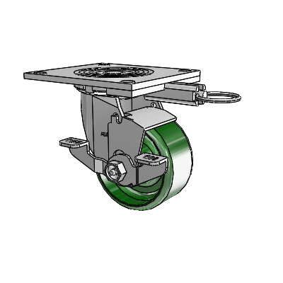 4 Series 2 Inch Wide Top Plate Swivel Caster with 4 x 2 Cast Iron Wheel and Top Lock Brake