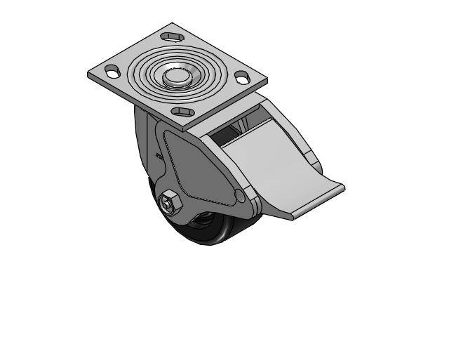 4 Series 2 Inch Wide Top Plate Swivel Caster with 4 x 2 Phenolic Wheel and Total Lock Brake
