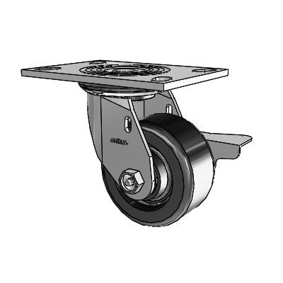 4 Series 2 Inch Wide Top Plate Swivel Caster with 4 x 2 Phenolic Wheel and Side Lock Brake