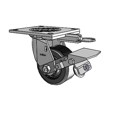 4 Series 2 Inch Wide Top Plate Swivel Caster with 4 x 2 Phenolic Wheel and Tread Lock Brake