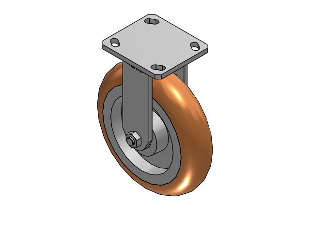110 Series Kingpinless Top Plate Rigid Caster with 8 x 2 Green Tread on Aluminum Core PM - Round Polyurethane (Aluminum Core) Wheel