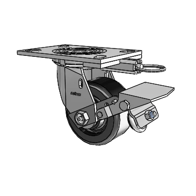 4 Series 2 Inch Wide Top Plate Swivel Caster with 4 x 2 Phenolic Wheel and Tread Lock Brake