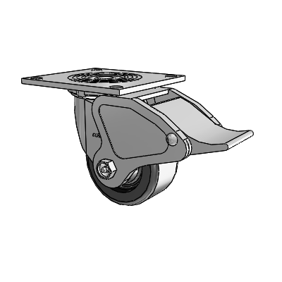 4 Series 2 Inch Wide Top Plate Swivel Caster with 4 x 2 Phenolic Wheel and Total Lock Brake
