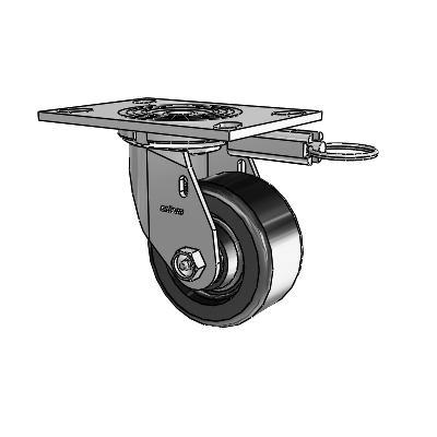 Roulette pivotante de la série 4 avec plaque supérieure de 2 pouces de large et roue en phénolique 4 x 2