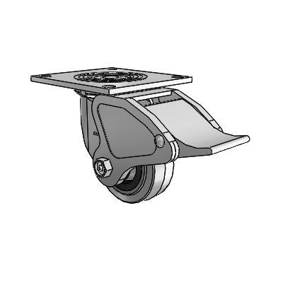 4 Series 1 1/2" Casters Top Plate Swivel Zinc with 4 x 1.5 Performa Rubber (Flat/Conductive) Wheel and Total Lock Brake