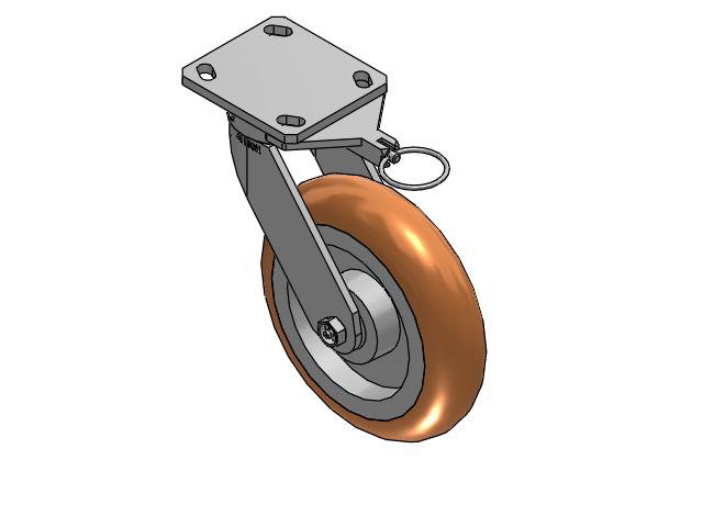 110 Series Kingpinless Top Plate Swivel Caster with 8 x 2 Green Tread on Aluminum Core PM - Round Polyurethane (Aluminum Core) Wheel