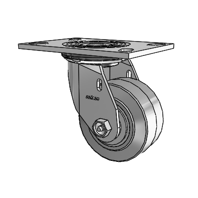 4 Series 2 Inch Wide Top Plate Swivel Caster with 4 x 2 Performa Rubber (Flat/Grey) Wheel
