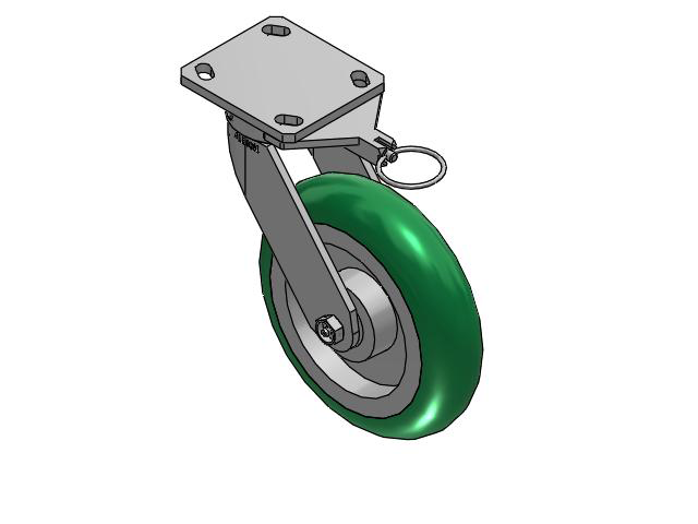 110 Series Kingpinless Top Plate Swivel Caster with 8 x 2 Green Tread on Aluminum Core PM - Round Polyurethane (Aluminum Core) Wheel