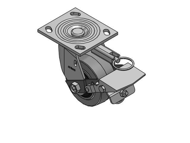 4 Series 2 Inch Wide Top Plate Swivel Caster Caster with 4 x 2 Performa Rubber (Flat/Conductive) Wheel and Tread Lock Brake