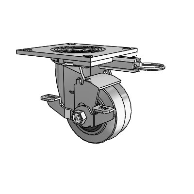 4 Series 2 Inch Wide Top Plate Swivel Caster Caster with 4 x 2 Performa Rubber (Flat/Conductive) Wheel and Top Lock Brake