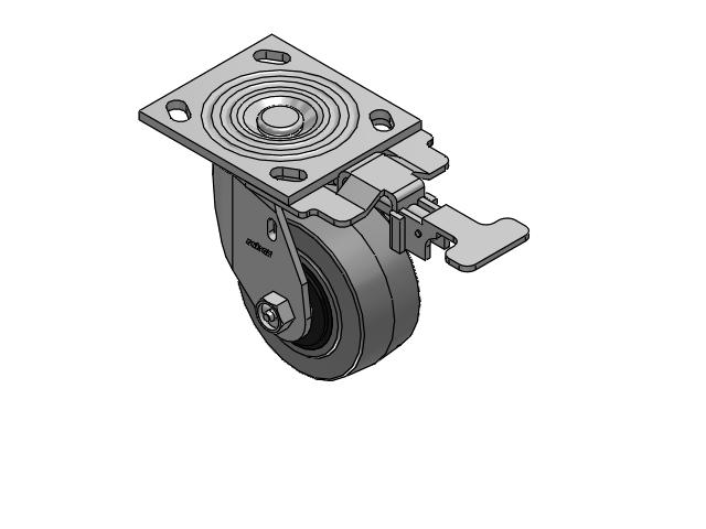 4 Series 2 Inch Wide Top Plate Swivel Caster Caster with 4 x 2 Performa Rubber (Flat/Conductive) Wheel