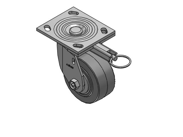 4 Series 2 Inch Wide Top Plate Swivel Caster Caster with 4 x 2 Performa Rubber (Flat/Grey) Wheel