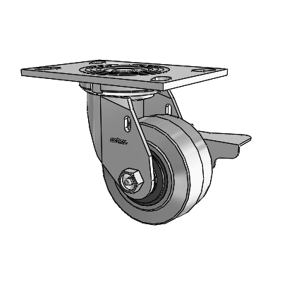 4 Series 2 Inch Wide Top Plate Swivel Caster Caster with 4 x 2 Performa Rubber (Flat/Conductive) Wheel and Side Lock Brake