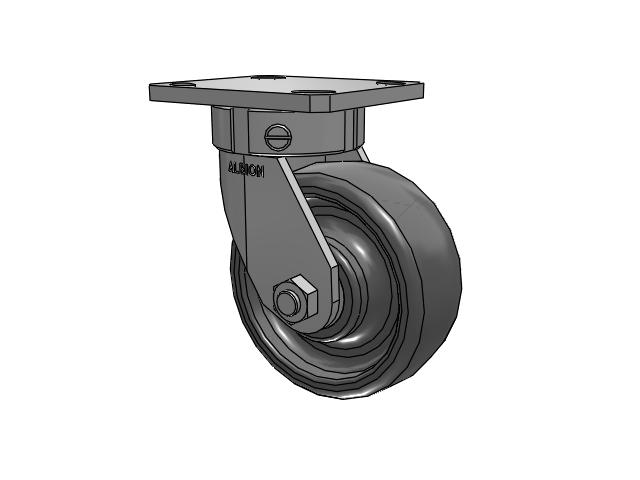 110 Series Kingpinless Top Plate Swivel Caster with 5 x 2 Grey Elastomer SE - Solid Elastomer Wheel
