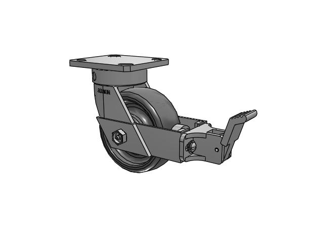 110 Series Kingpinless Top Plate Swivel Caster with 5 x 2 Grey Elastomer SE - Solid Elastomer Wheel and Face Brake